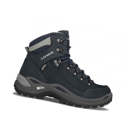 Kozaki Trekkingowe Damskie Lowa Renegade GTX Mid WS Granatowe Szare | FRWGE8065