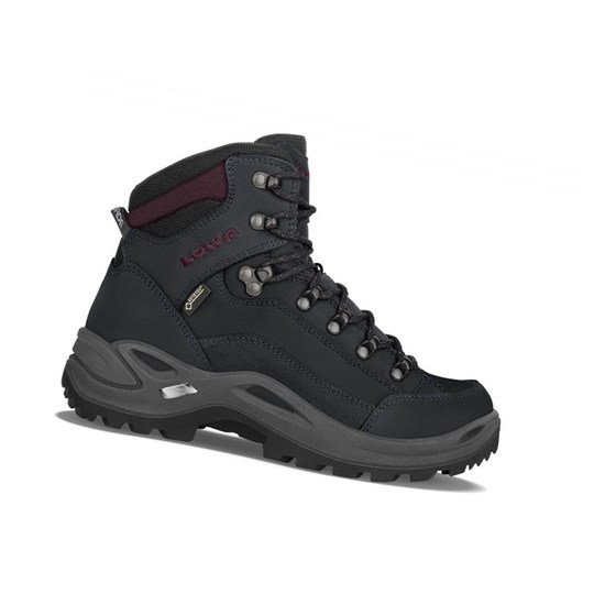 Kozaki Trekkingowe Damskie Lowa Renegade GTX Mid WS Czarne Bordowe | RLSDZ0341