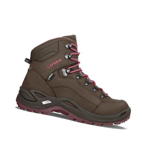 Kozaki Trekkingowe Damskie Lowa Renegade GTX Mid WS Espresso / Berry | UAJHW4769